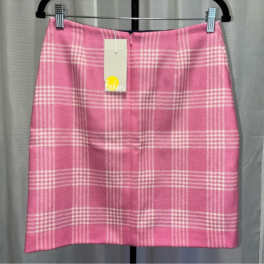 Boden Heritage British Tweed Pink Wool Plaid Mini Skirt NWT | size 4R - Picture 4 of 5
